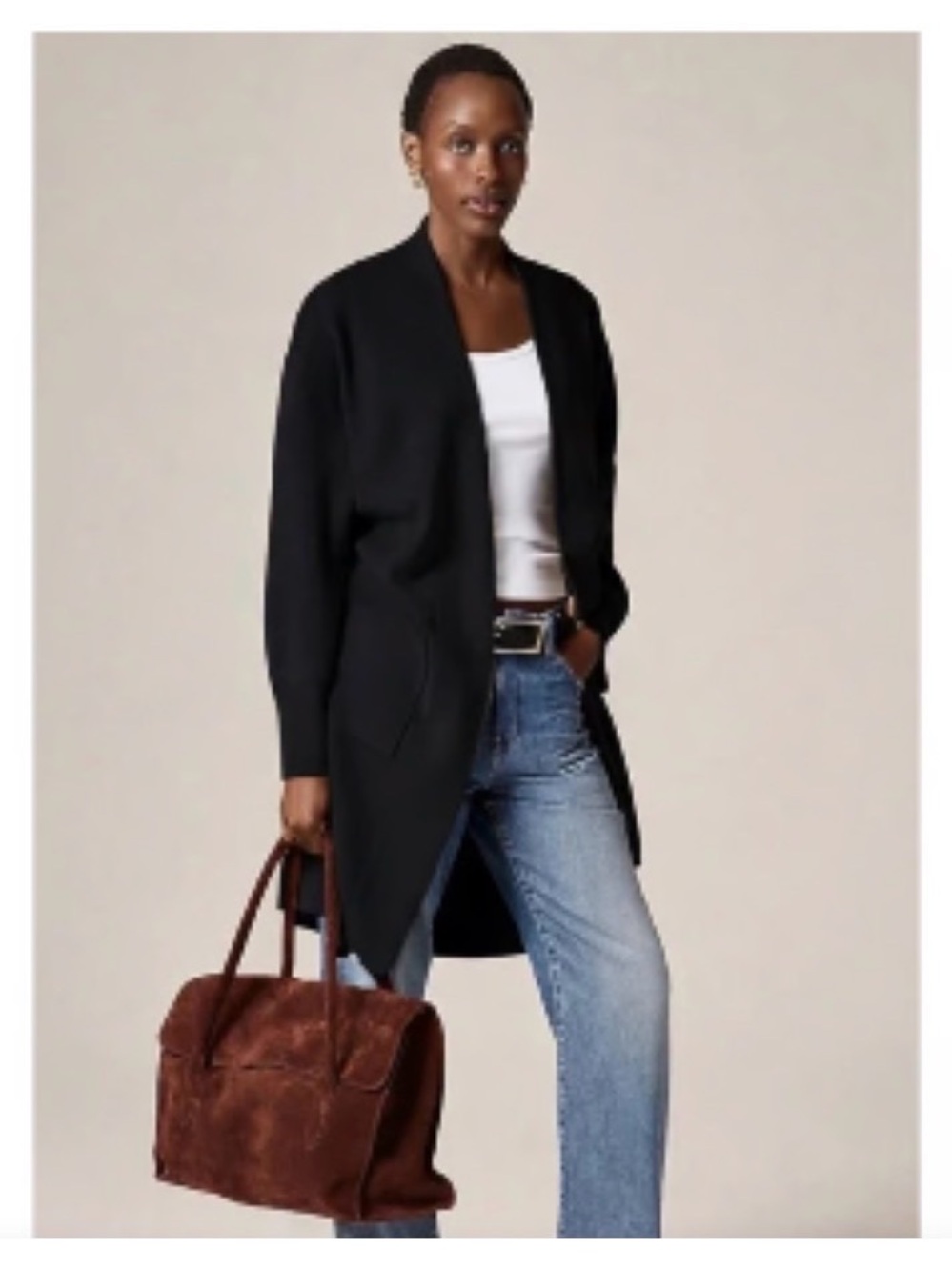 J. Crew Long Sweater Blazer with Side Slits Cardigan Black CN227 Sz. S NEW $198